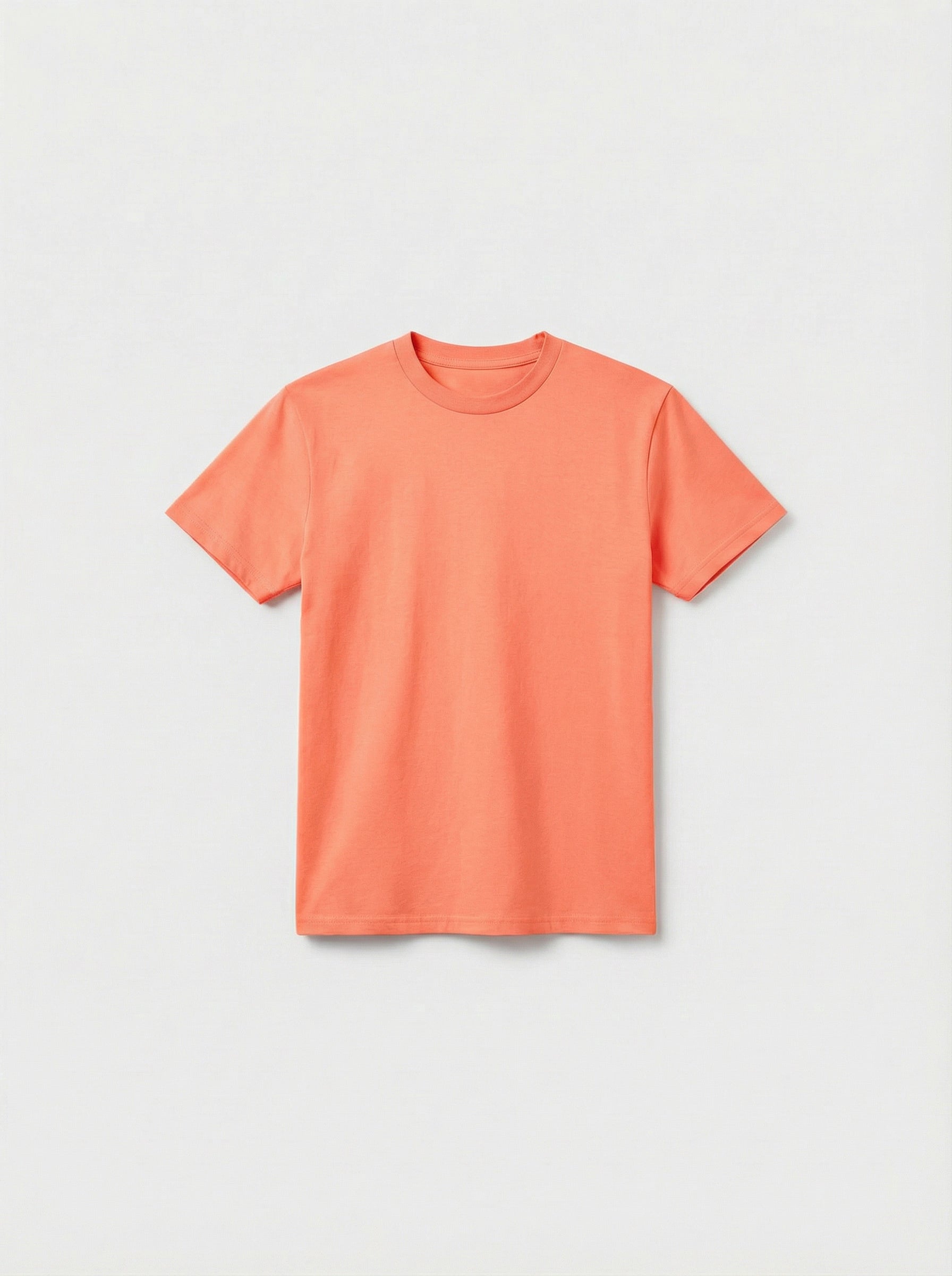 Coral t-shirt on a light gray background