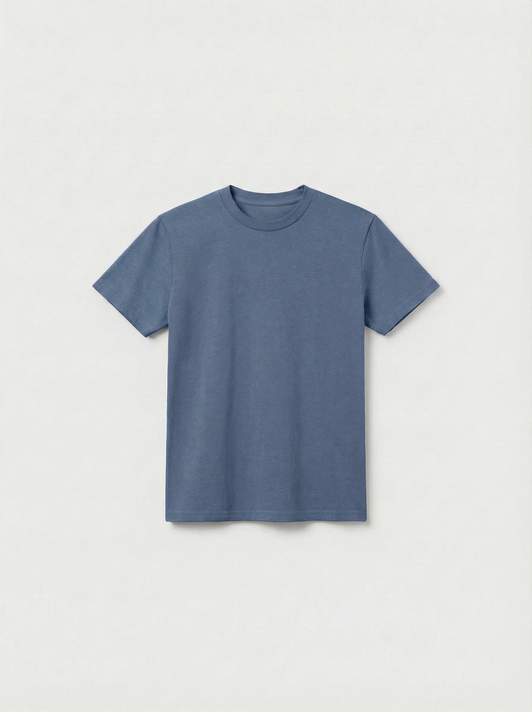 Blue t-shirt on a light gray background
